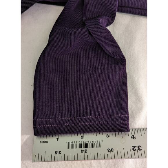 Purple Unbranded Travel Polyester Knit Top LS B 38" Hips 37" has Lot Stretch. - Picture 6 of 7